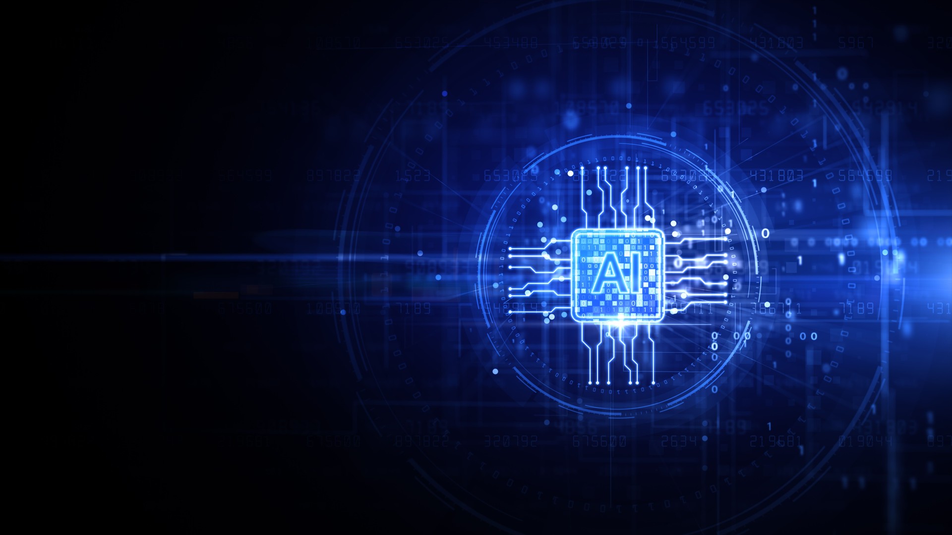 Blue AI Learning and Artificial Intelligence Concept of Digital Robotic Devices, Technology Digital Data and Futuristic Technology Abstract Background. 3d Rendering